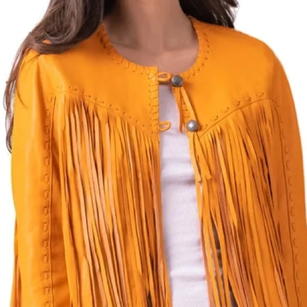 NWT Double D Ranch Sonora Jacket in Marigold Fringe and more Fringe RTL $895 M - Picture 3 of 10